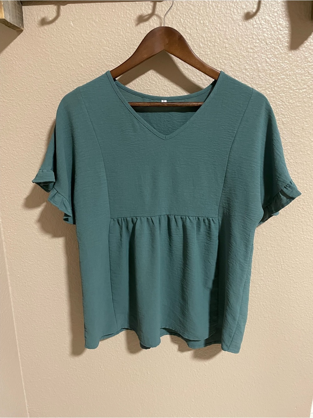Women’s Teal V-Neck Peplum Short Sleeve Top